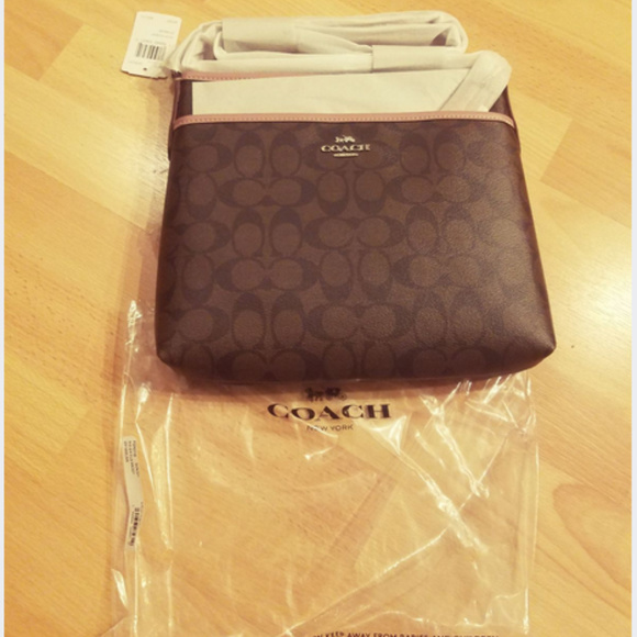 COACH NWT Pink Brown File Crossbody Bag Purse - Picture 4 of 7